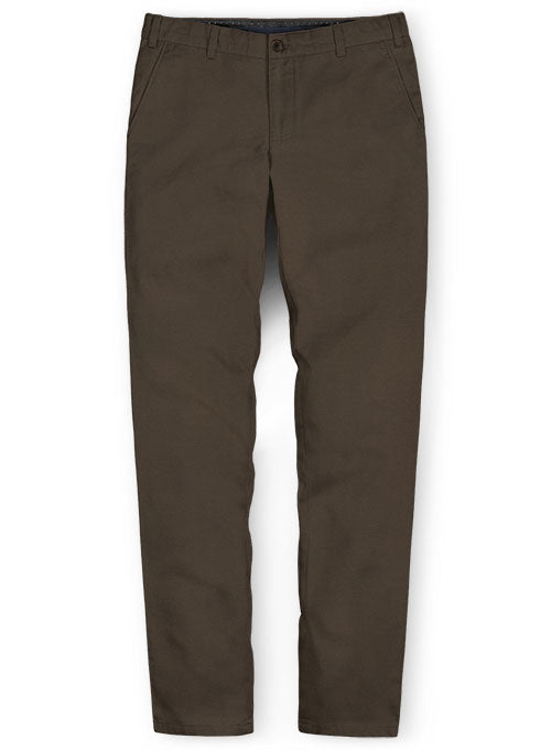 Washed Dark Brown Stretch Chino Pants - StudioSuits