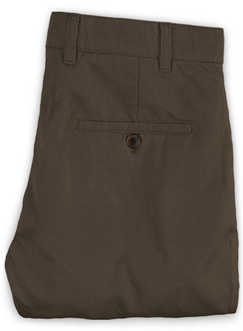 Washed Dark Brown Stretch Chino Pants - StudioSuits