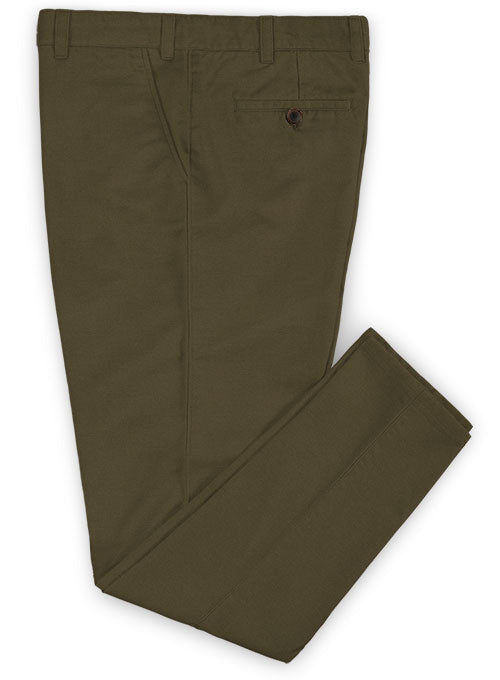 Washed Dark Olive Stretch Chino Pants - StudioSuits