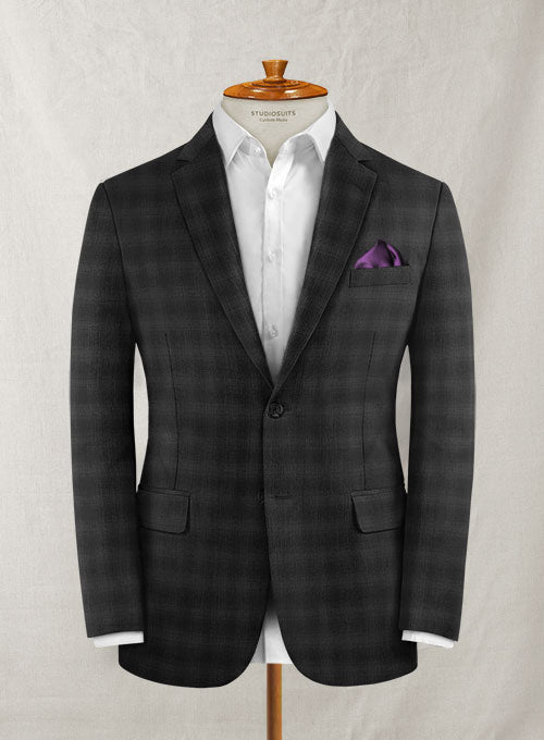 Stretch Scot Black Wool Suit - StudioSuits