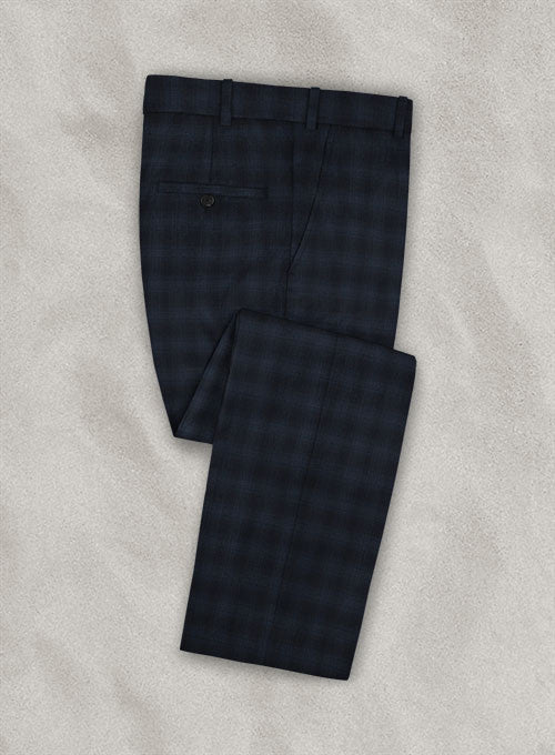 Stretch Scot Blue Wool Pants - StudioSuits