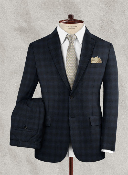 Stretch Scot Blue Wool Suit - StudioSuits