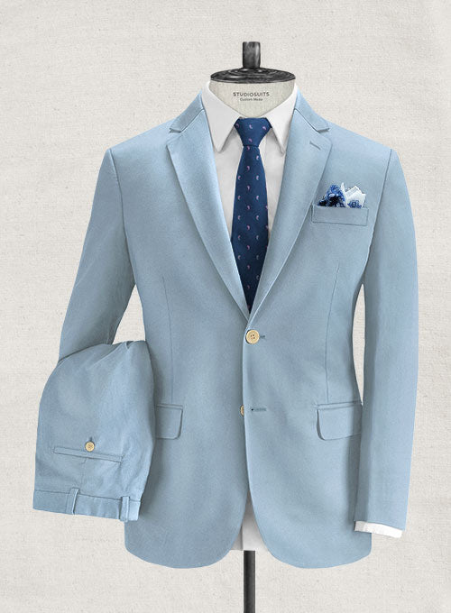 Stretch Summer Weight Steel Blue Chino Suit - StudioSuits