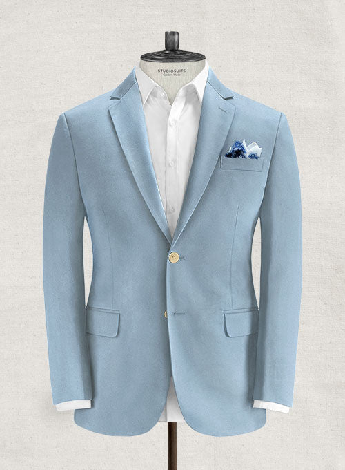 Stretch Summer Weight Steel Blue Chino Suit - StudioSuits