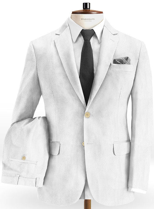 Stretch White Corduroy Suit - StudioSuits