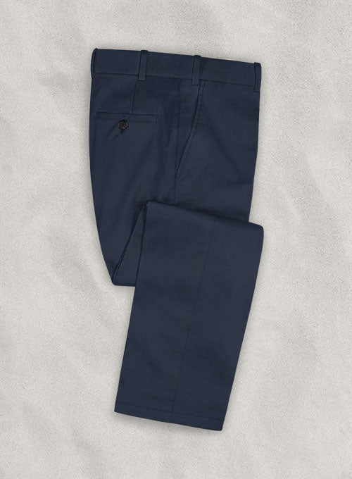 Stretch Summer Weight Dark Blue Chino Pants - StudioSuits