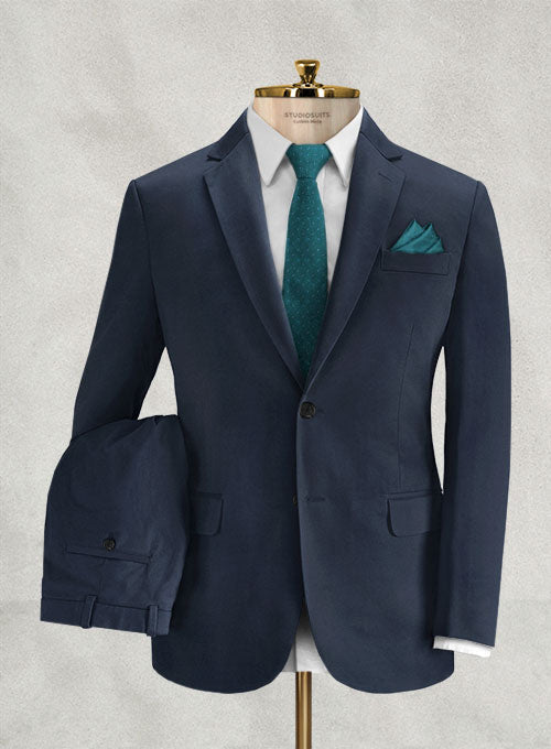 Stretch Summer Weight Dark Blue Chino Suit - StudioSuits