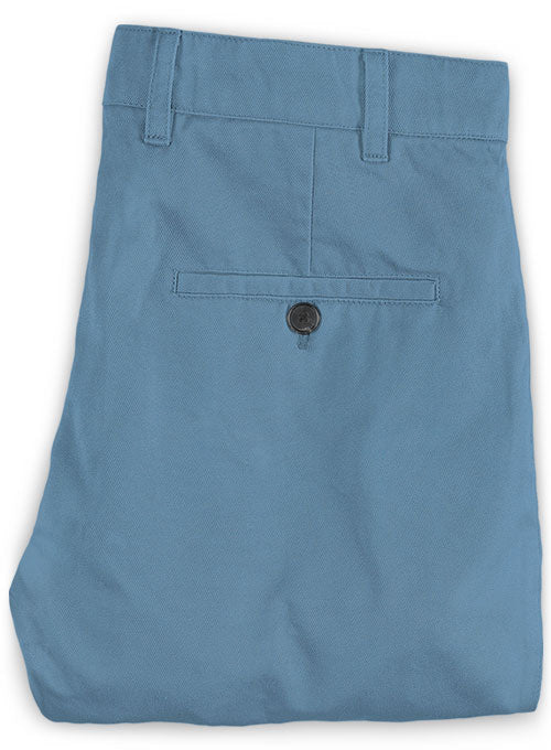 Washed Stretch Summer Weight Saga Blue Chino Pants - StudioSuits