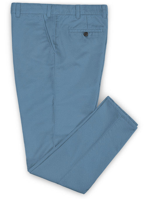 Washed Stretch Summer Weight Saga Blue Chino Pants - StudioSuits