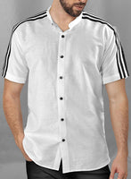 Stripy White and Black Linen Shirt - StudioSuits