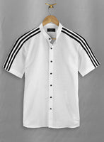Stripy White and Black Linen Shirt - StudioSuits