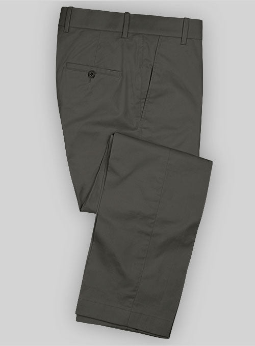 Summer Weight Dark Gray Tailored Chinos - StudioSuits