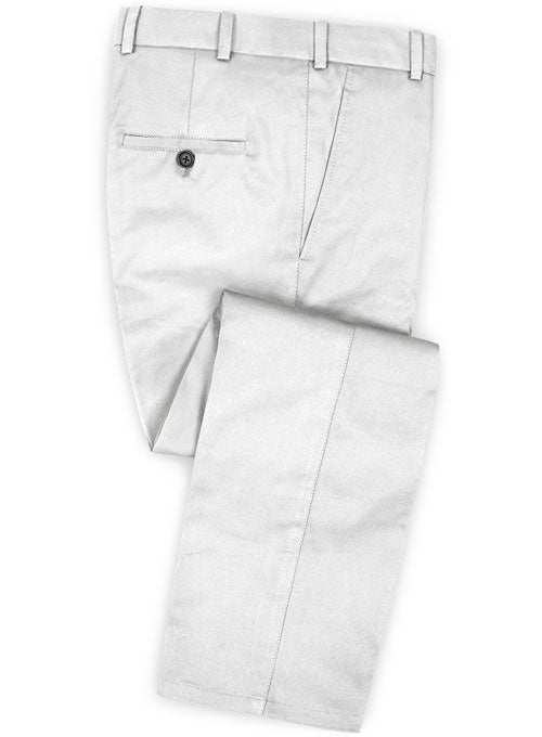 Summer Weight White Chino Pants - Pre Set Sizes - Quick Order - StudioSuits