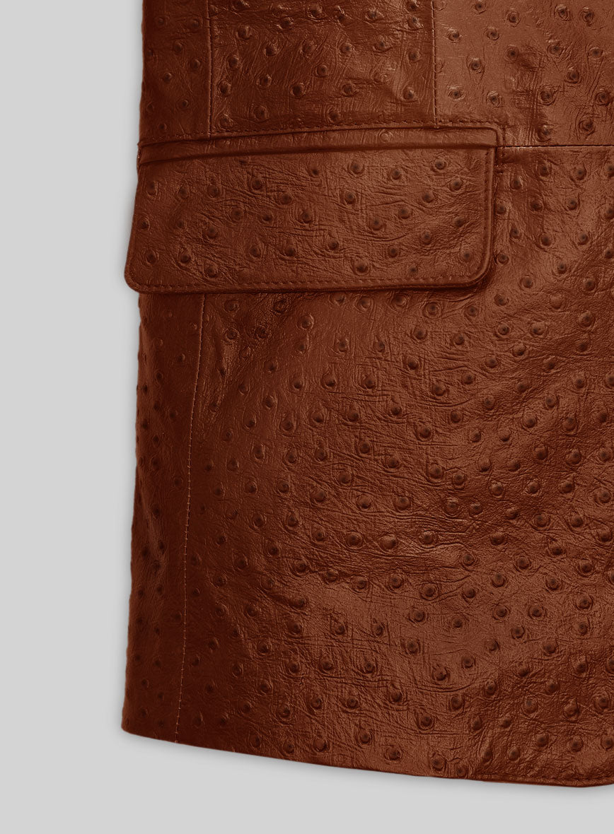 Tan Brown Ostrich Leather Blazer - StudioSuits
