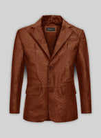 Tan Brown Ostrich Leather Blazer - StudioSuits