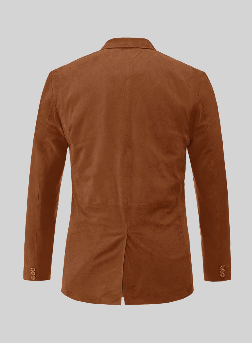 Tan Brown Suede Leather Blazer - StudioSuits