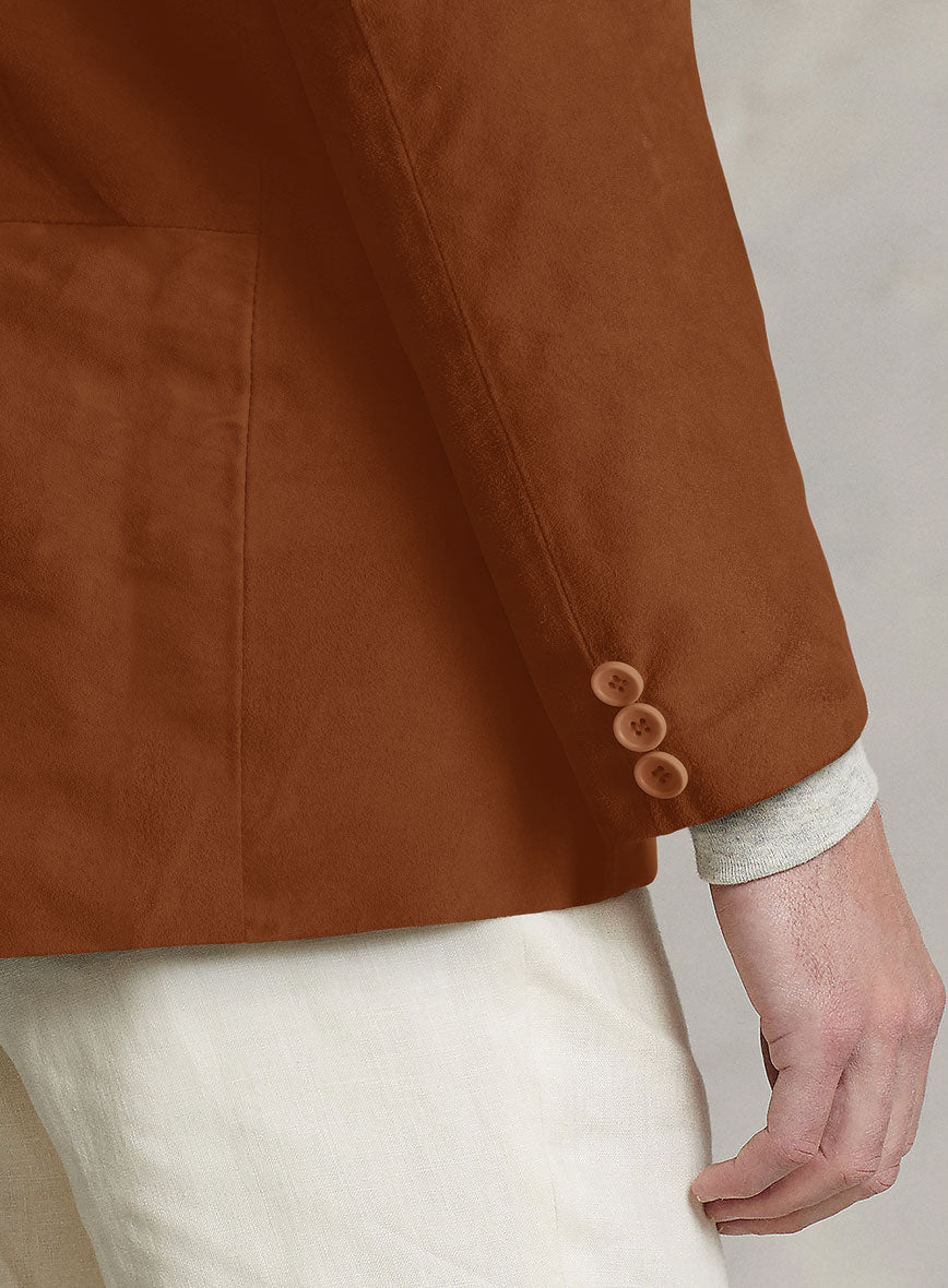 Tan Brown Suede Leather Blazer - StudioSuits