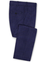 Tap Blue Cotton Wool Stretch Pants - StudioSuits