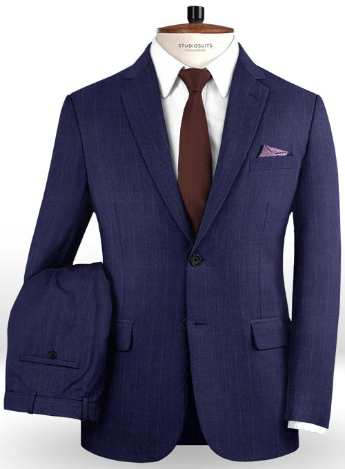 Tap Blue Cotton Wool Stretch Suit - StudioSuits