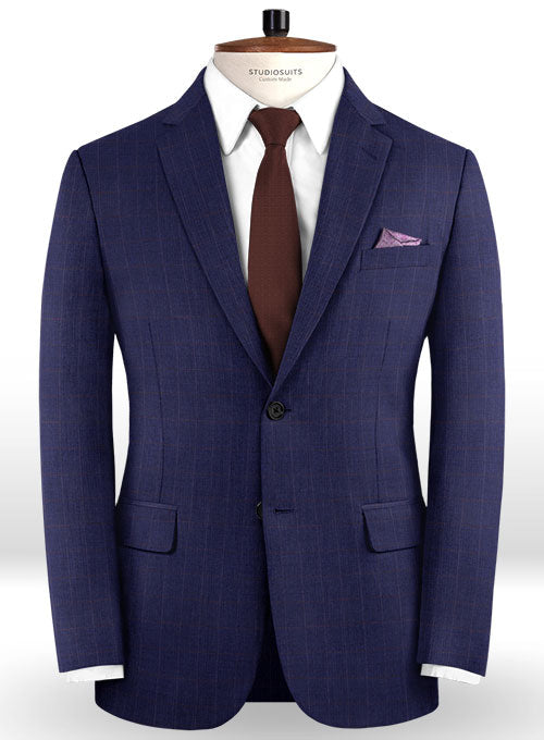 Tap Blue Cotton Wool Stretch Suit - StudioSuits
