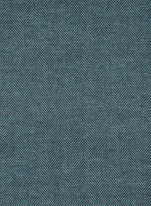 Teal Blue Herringbone Tweed Jacket - StudioSuits