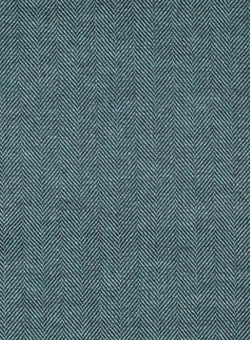 Teal Blue Herringbone Tweed Pants - StudioSuits