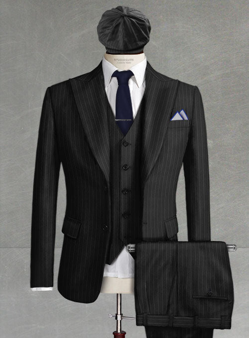 Thomas Shelby Peaky Blinders Black Wool Suit - StudioSuits