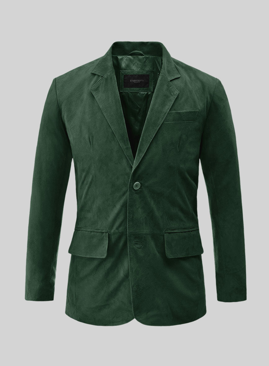 Timber Green Suede Leather Blazer - StudioSuits