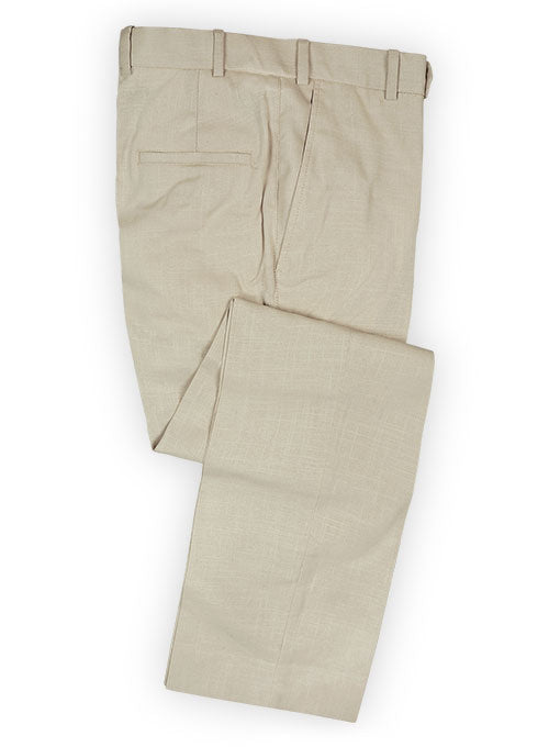 Tropical American Beige Linen Pants - StudioSuits