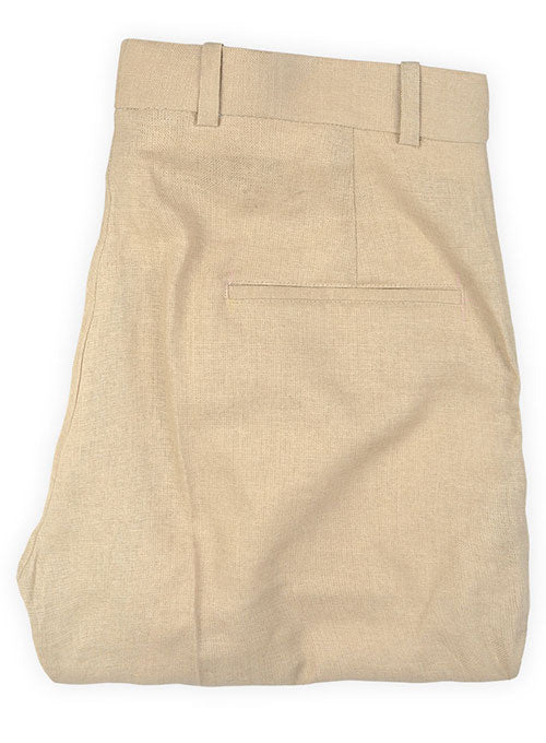 Tropical Beige Linen Pants - StudioSuits