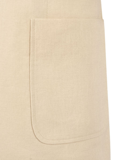 Tropical Beige Cotton Linen Sports Coat - Elephant Lapel - StudioSuits