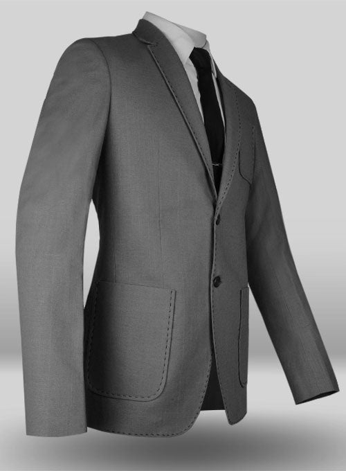 Tropical Gray Linen Club Style Jacket - StudioSuits