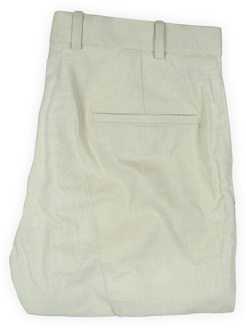 Tropical Light Beige Linen Pants - StudioSuits
