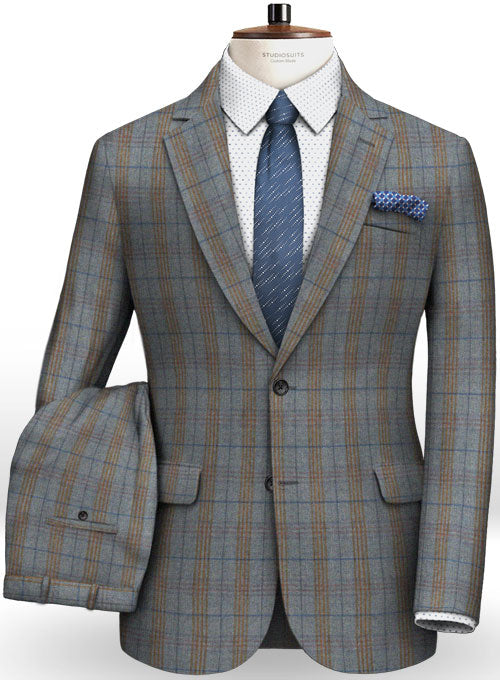 Turin Blue Feather Tweed Suit - StudioSuits