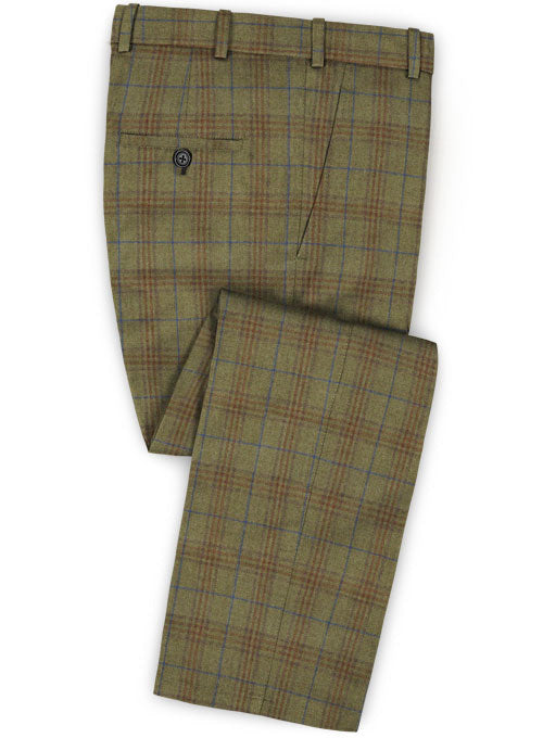 Turin Olive Feather Tweed Pants - StudioSuits
