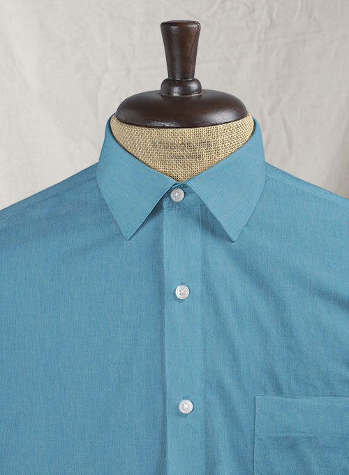 Turkish Blue Luxury Twill Shirt - StudioSuits