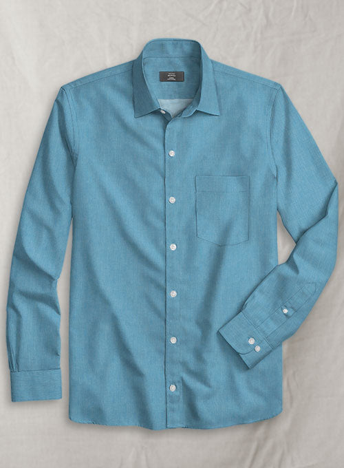 Turkish Blue Luxury Twill Shirt - StudioSuits