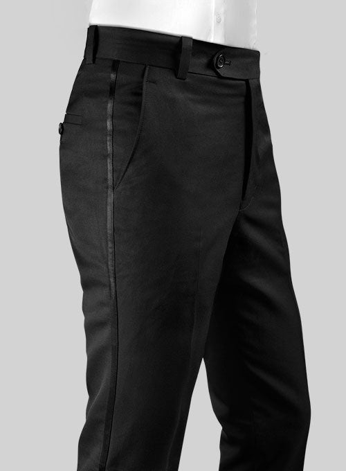 Black Terry Rayon Tuxedo Pants - StudioSuits