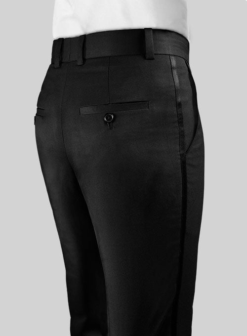 Black Terry Rayon Tuxedo Pants - StudioSuits