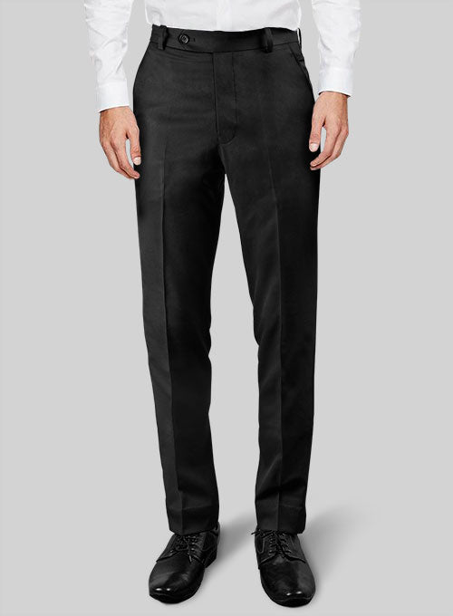 Black Terry Rayon Tuxedo Pants - StudioSuits