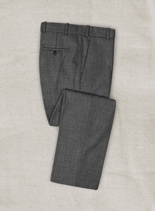 Tweedy Chest Gray Wool Pants - StudioSuits