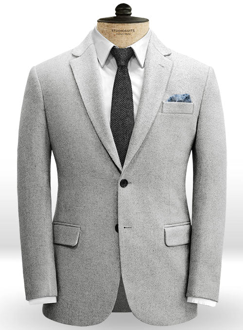 Vintage Plain Light Gray Tweed Jacket - StudioSuits