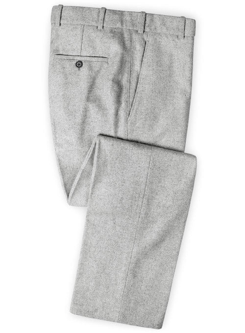 Vintage Plain Light Gray Tweed Pants - StudioSuits