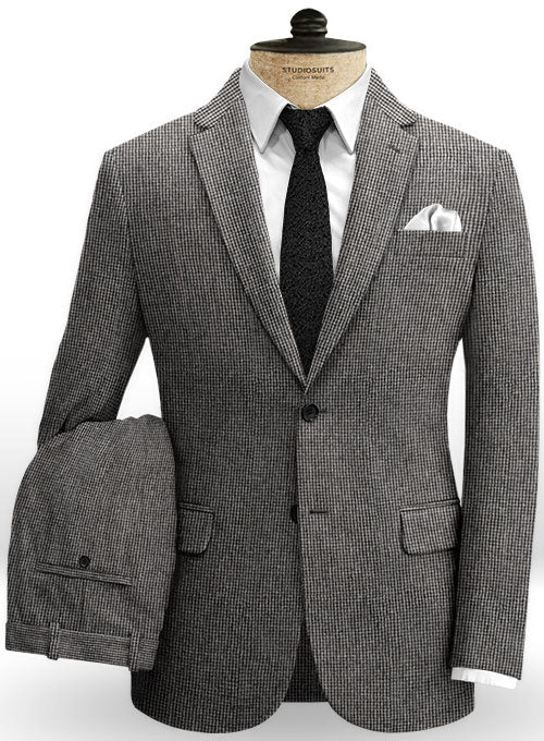 Vintage Gray Macro Weave Tweed Suit - StudioSuits