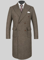 Musto Vintage Dark Brown Herringbone Tweed Overcoat - StudioSuits