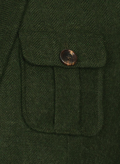 Vintage Herringbone Green Tweed Danish Style Sports Coat - StudioSuits