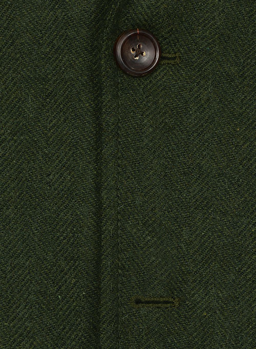 Vintage Herringbone Green Tweed Danish Style Sports Coat - StudioSuits