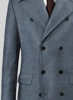 Vintage Herringbone Blue Tweed GQ Trench Coat - StudioSuits