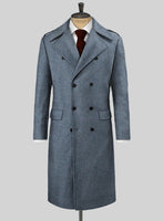 Vintage Herringbone Blue Tweed GQ Trench Coat - StudioSuits