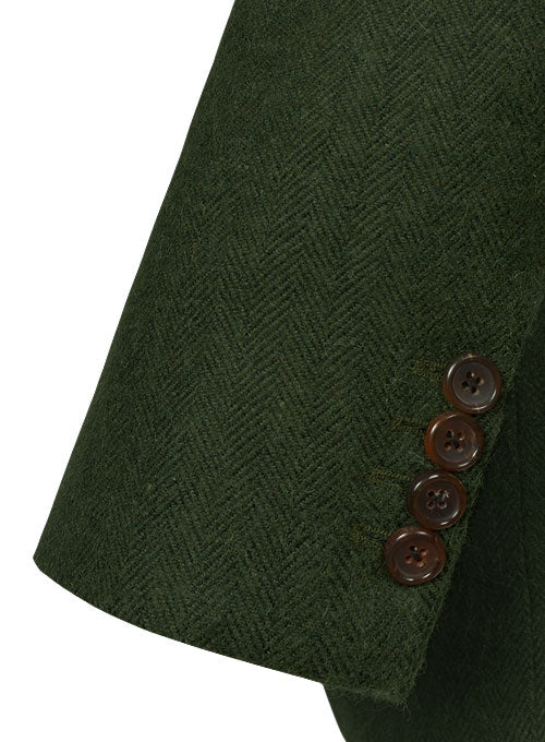 Vintage Herringbone Green Tweed Jacket - StudioSuits